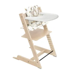 Stokke Tripp Trapp High Chair 2 (Natural), Cushion 2 (Mickey Celebration)   Stokke Tray (White) - Includes Chair   Baby Set with Removable Harness for Children 6-36 Months