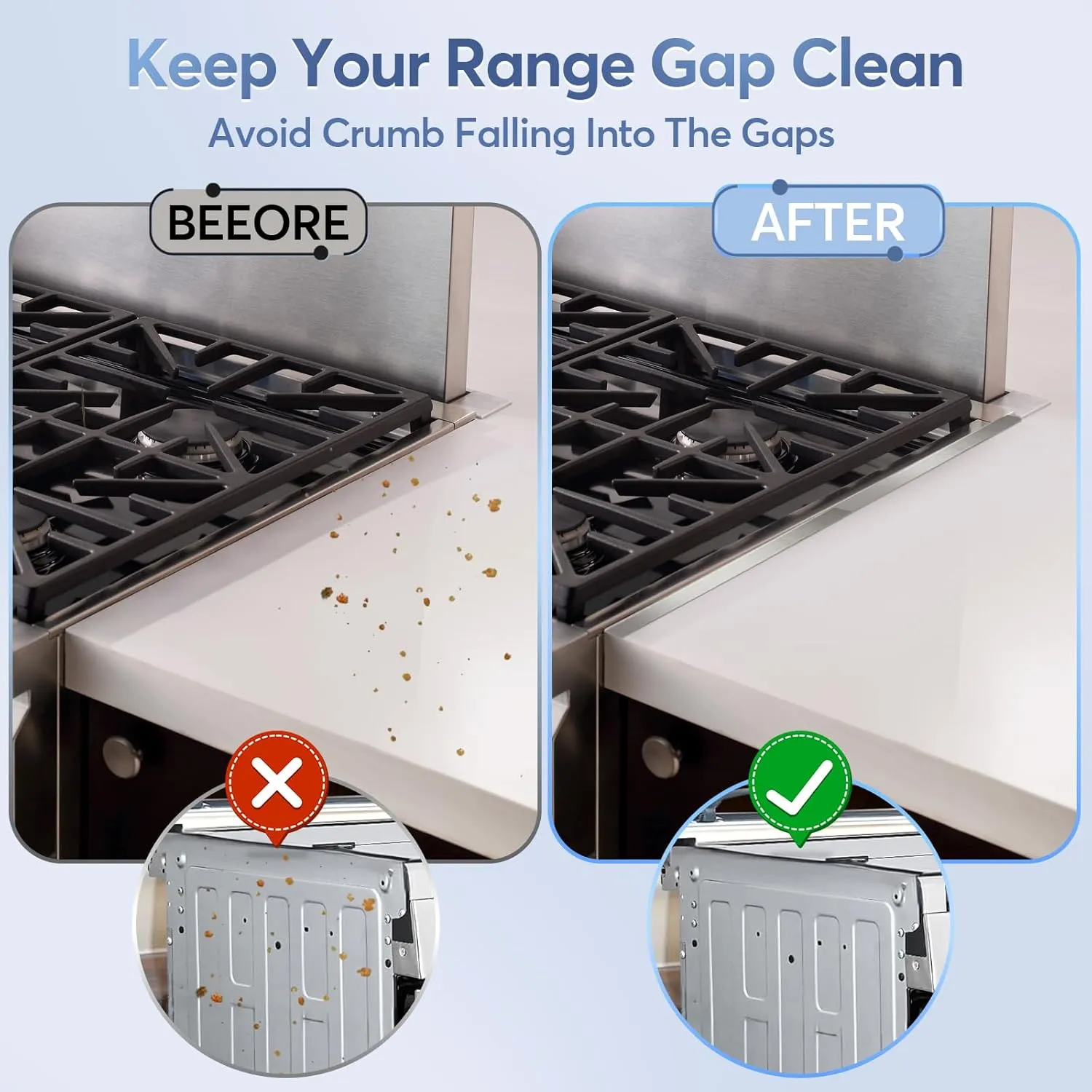 Stove Gap Covers, 2Pcs Stainless Steel Stove Guard, Adjustable Stove Gap Filler for Kitchen Counter Side Gap, 13.8" to 27.5" - Silver