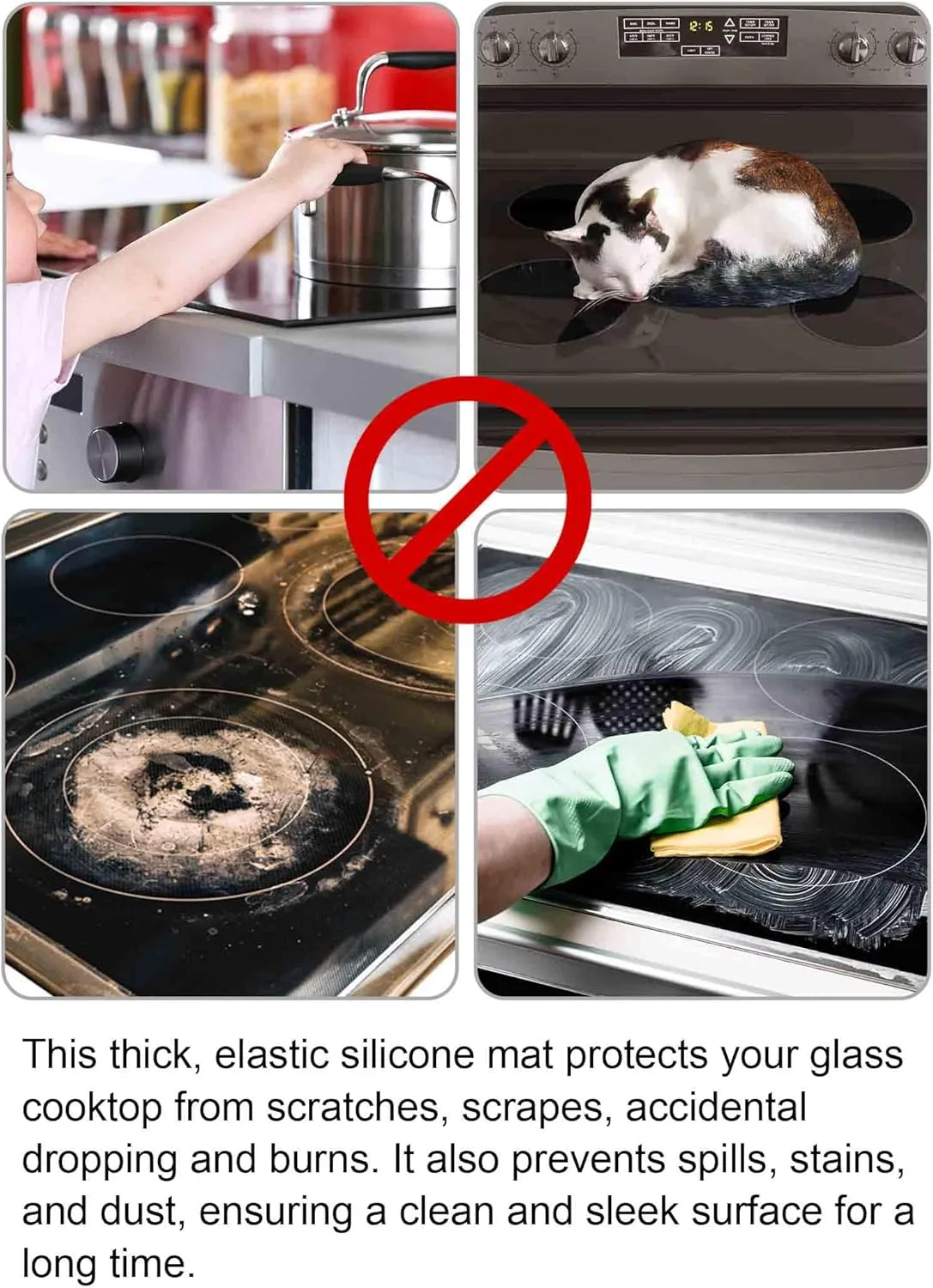Stove Top Covers for Electric Stove, Food Grade Heavy Duty Silicone Glass Stove Top Cover Protector, Induction Cooktop Protector, Heat Resistant Range Ceramic Stove Top Covers Mat, Oven Cover