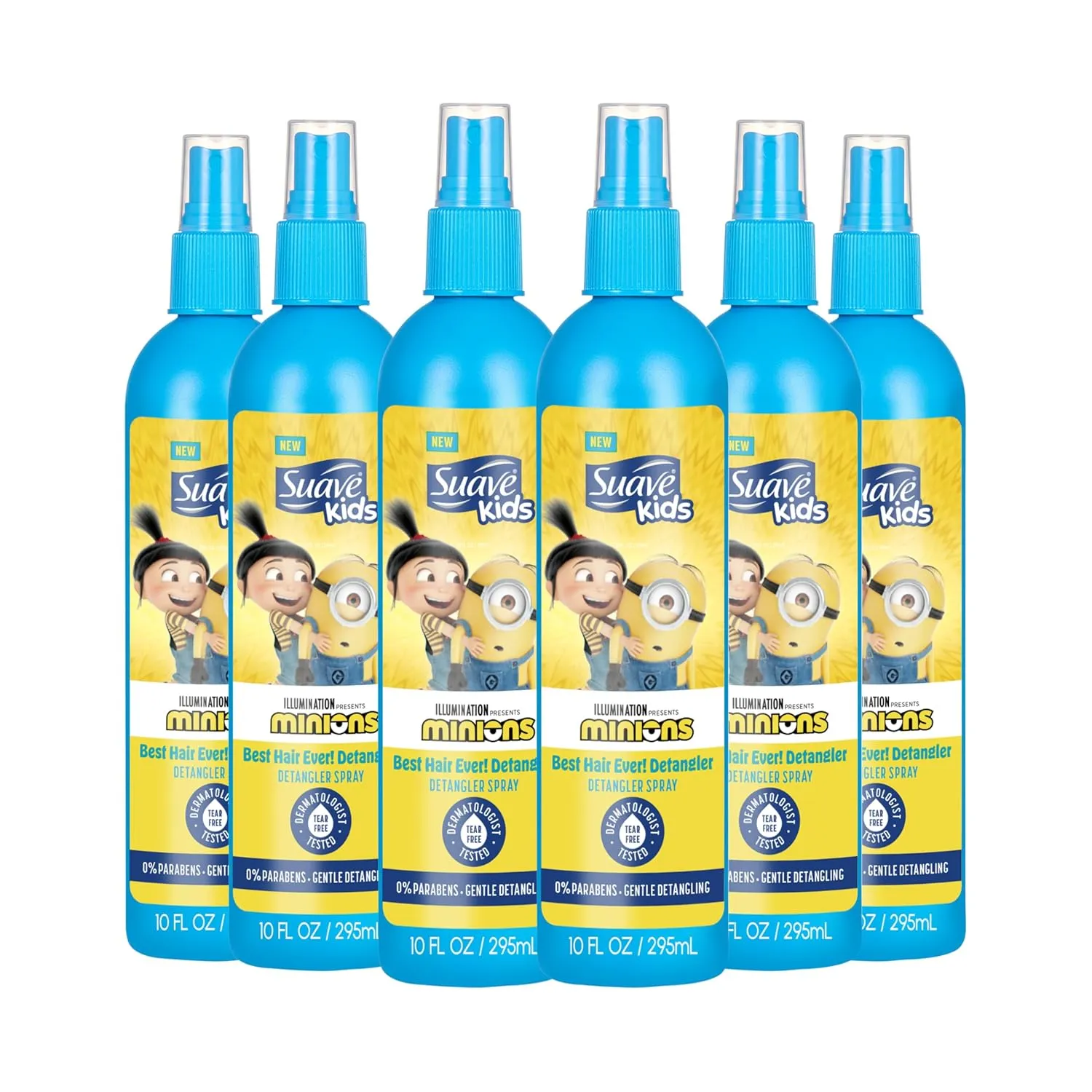 Suave Kids Minions Best Hair Ever! Detangler Spray, for Removing Knots and Making Kids Hair Soft, Smooth, and Shiny, 10 oz