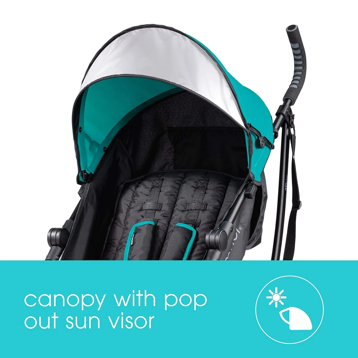 Summer Infant 3Dlite Convenience Stroller, Teal - Lightweight Stroller with Aluminum Frame, Large Seat Area, 4 Position Recline, Extra Large Storage Basket, 1 Count (Pack of 1)