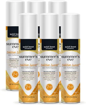 Summer's Eve Tahitian Sunset Daily Feminine Spray, 2 oz, 6 Pack