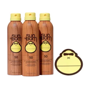 Sun Bum Original Moisturizing Sunscreen Spray SPF 50 with Sunny Sticker, Vegan and Reef Friendly, Octinoxate & Oxybenzone Free, Broad Spectrum UVA/UVB Sunscreen, 3 Pack, 6 oz