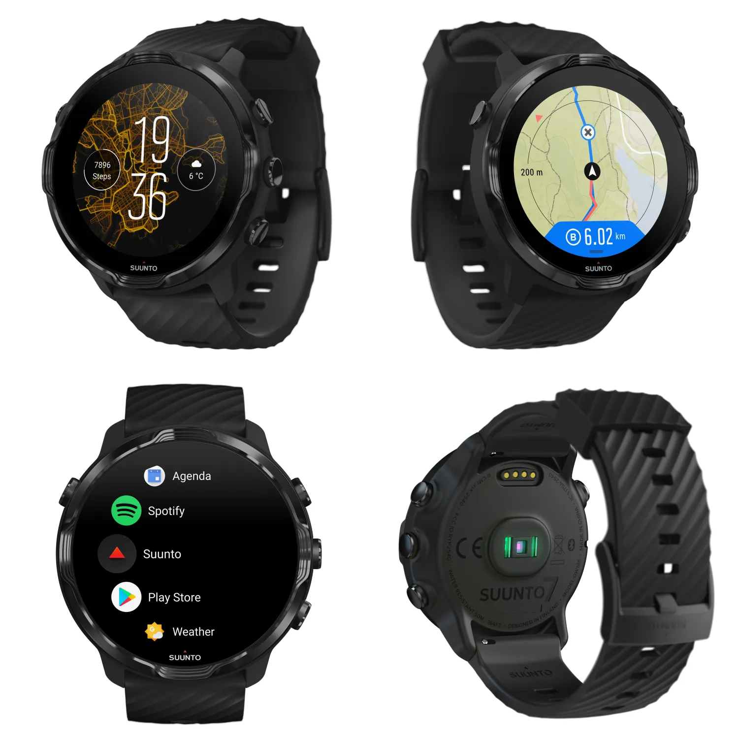 SUUNTO 7 Black GPS Smartwatch with Versatile Sports Experience with Wearable4U EarBuds Power Bundle