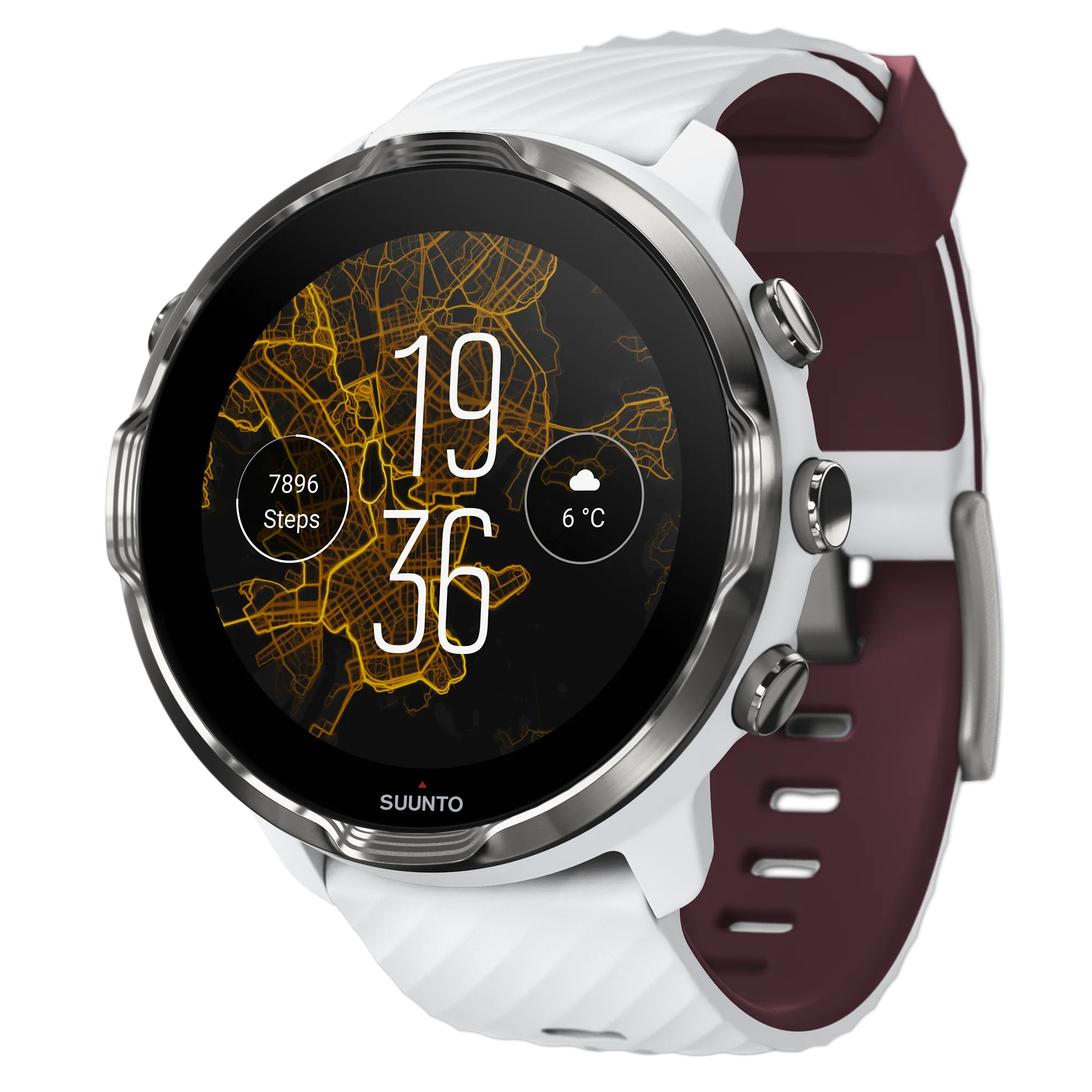 SUUNTO 7 White Burgundy GPS Smartwatch with Versatile Sports Experience with Wearable4U Power Bank Bundle