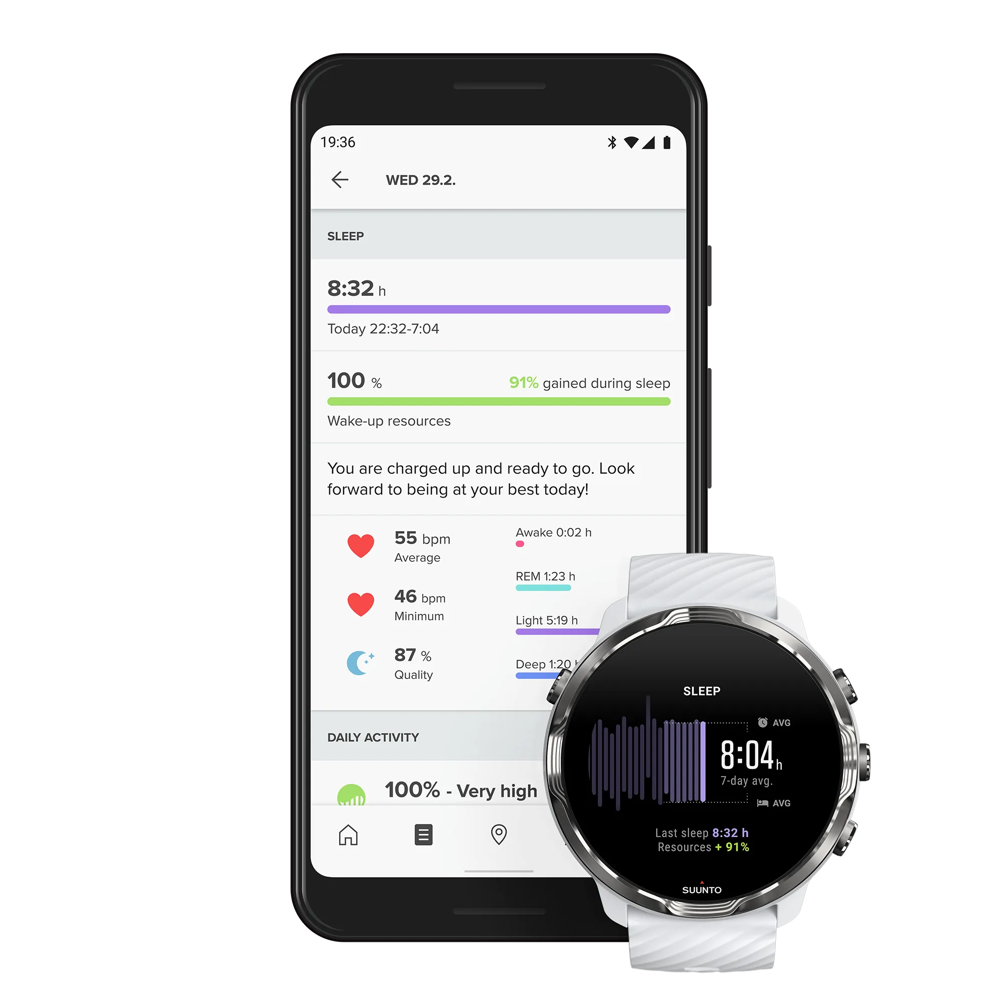 SUUNTO 7 White Burgundy GPS Smartwatch with Versatile Sports Experience with Wearable4U Power Bank Bundle