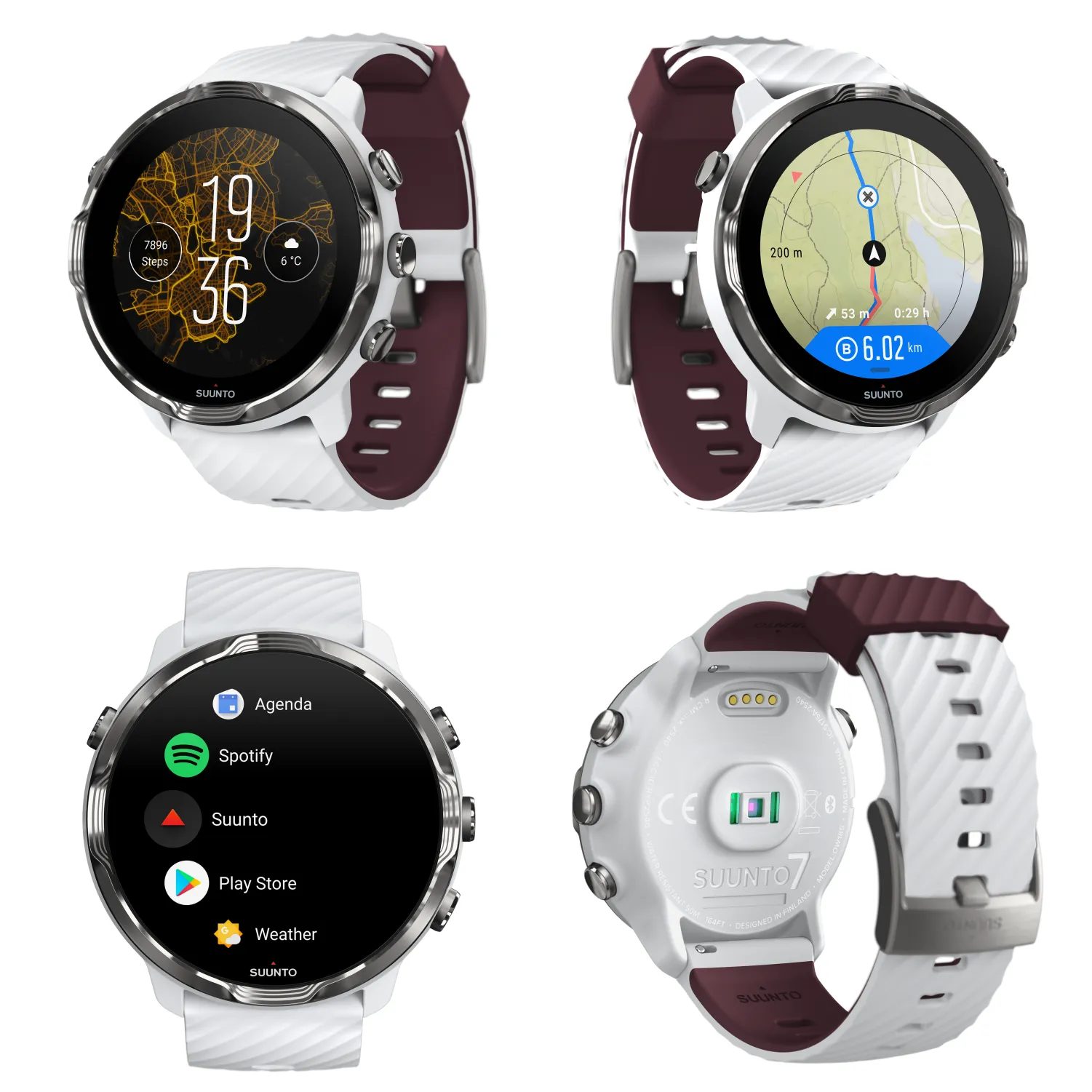 SUUNTO 7 White Burgundy GPS Smartwatch with Versatile Sports Experience with Wearable4U Power Bank Bundle