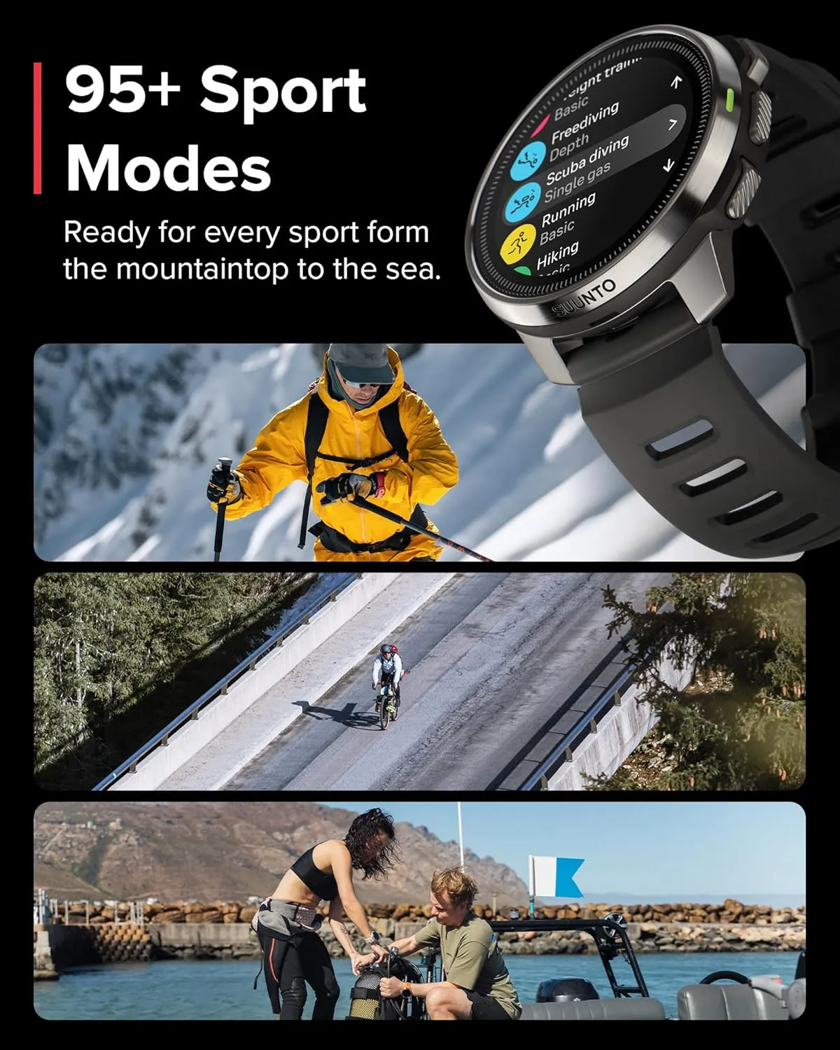 SUUNTO Ocean Dive Computer, GPS Multisport Watch for Training, Underwater Route Tracking & Wireless Tank Pressure Monitor, AMOLED Touchscreen, Dualband GNSS, Offline Map, 26D Battery Life, Steel Black