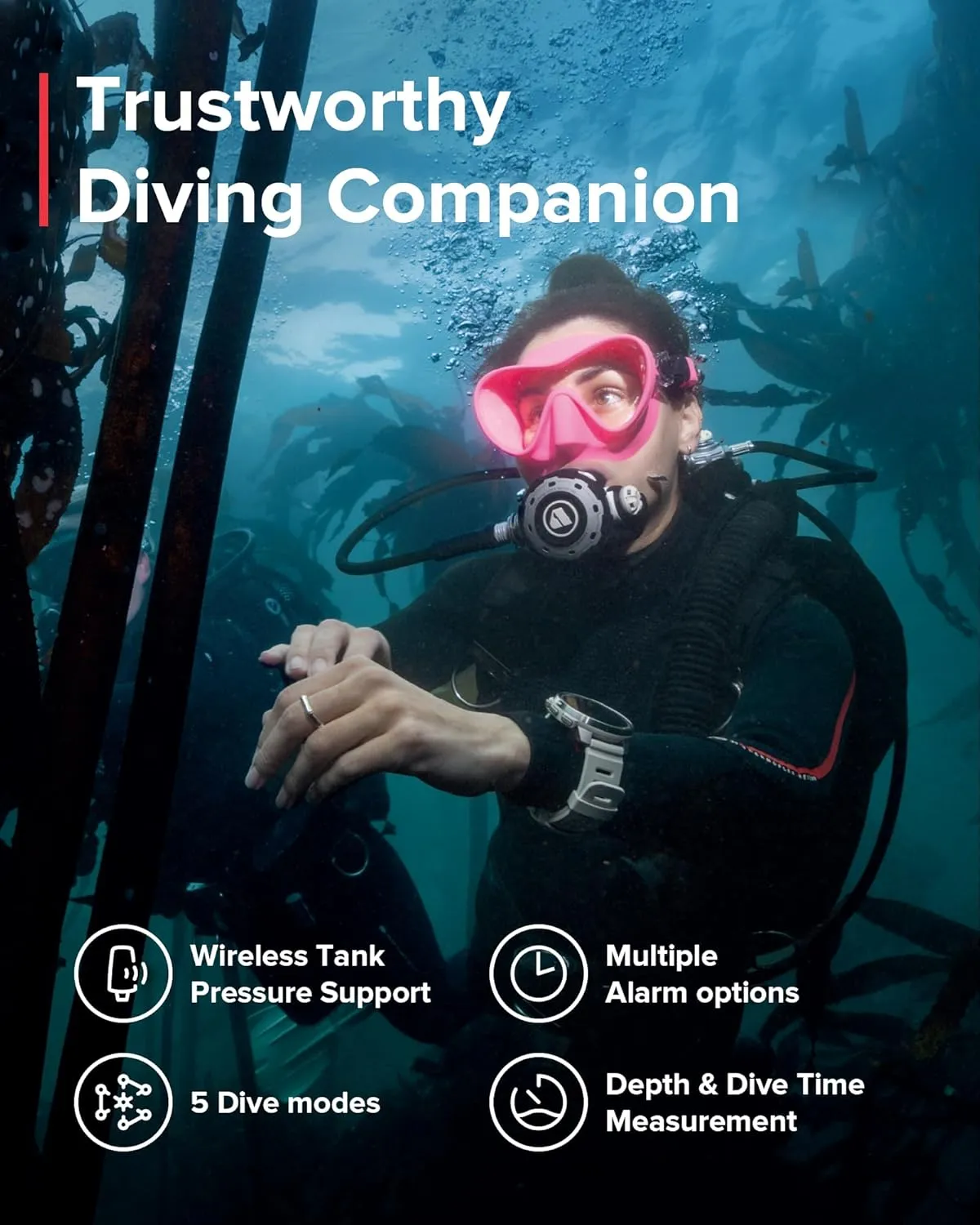 SUUNTO Ocean Dive Computer, GPS Multisport Watch for Training, Underwater Route Tracking & Wireless Tank Pressure Monitor, AMOLED Touchscreen, Dualband GNSS, Offline Map, 26D Battery Life, Steel Black