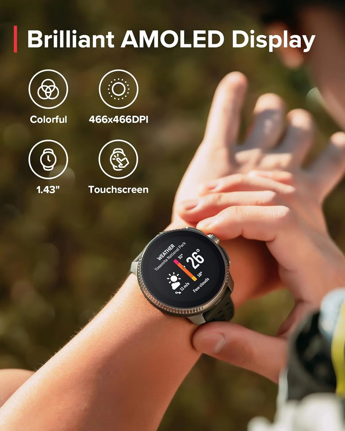 SUUNTO Race GPS Sports Watch, 1.43" AMOLED Touchscreen w/ Crown Button, 26 Days Battery Life, Training & Sleep Health Tracking, Dual-GNSS, 16GB Global Offline Maps, Lightweight for Running, Black