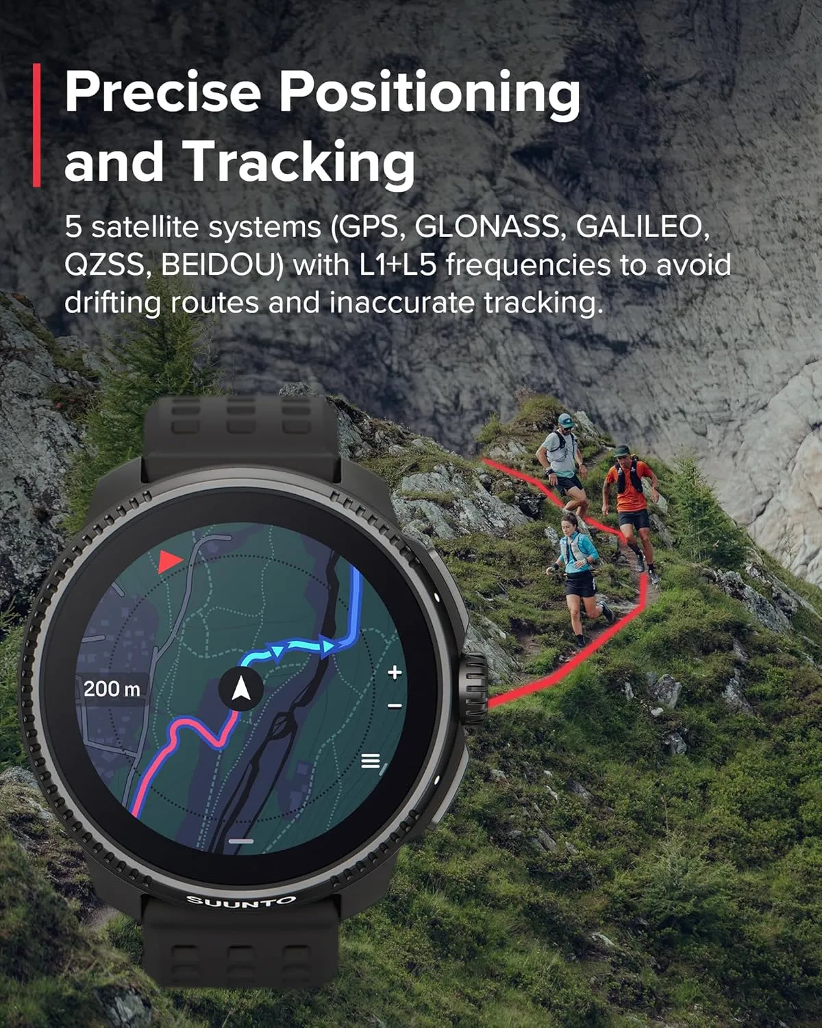 SUUNTO Race GPS Sports Watch, 1.43" AMOLED Touchscreen w/ Crown Button, 26 Days Battery Life, Training & Sleep Health Tracking, Dual-GNSS, 16GB Global Offline Maps, Lightweight for Running, Black