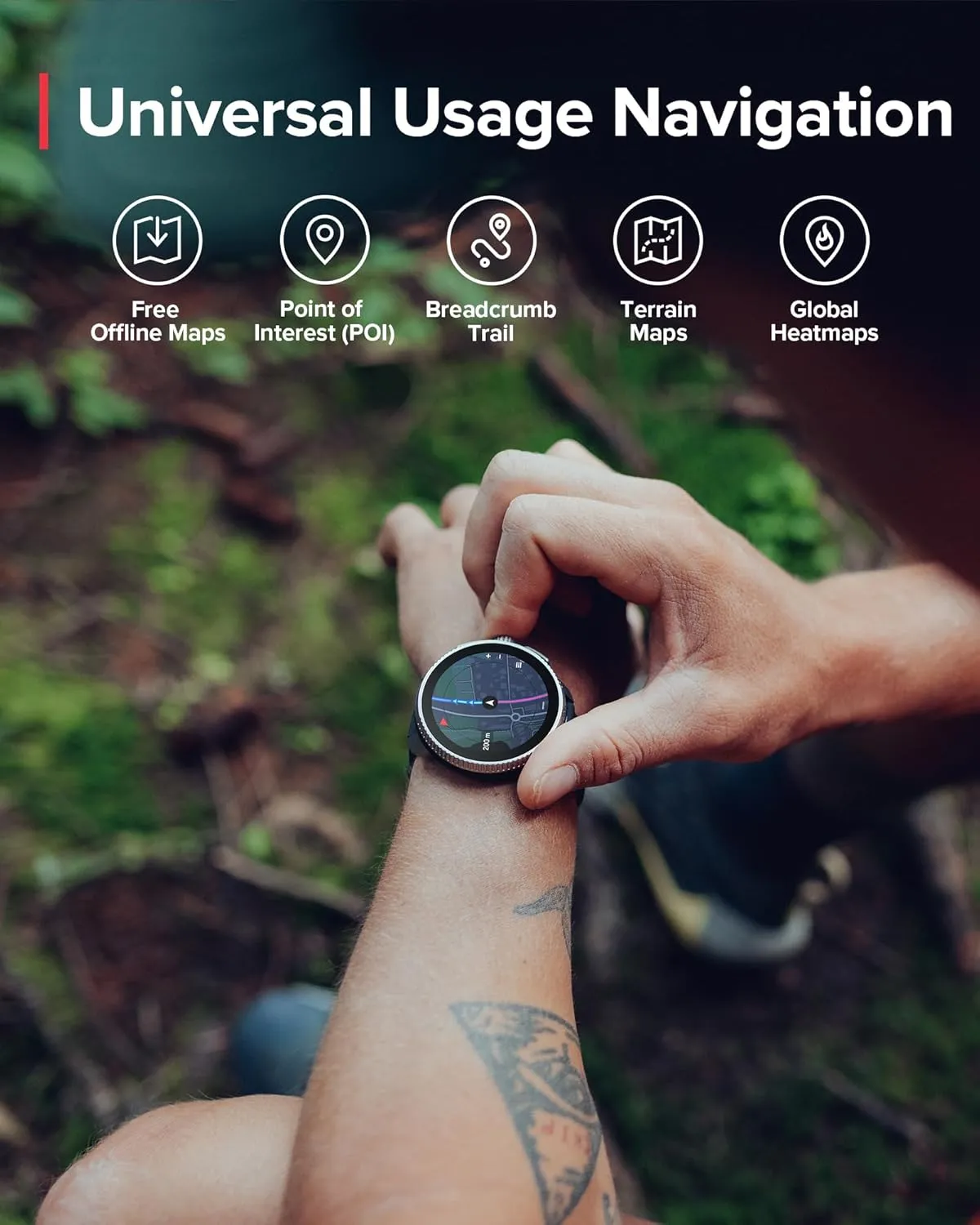 SUUNTO Race GPS Sports Watch, 1.43" AMOLED Touchscreen w/ Crown Button, 26 Days Battery Life, Training & Sleep Health Tracking, Dual-GNSS, 16GB Global Offline Maps, Lightweight for Running, Black