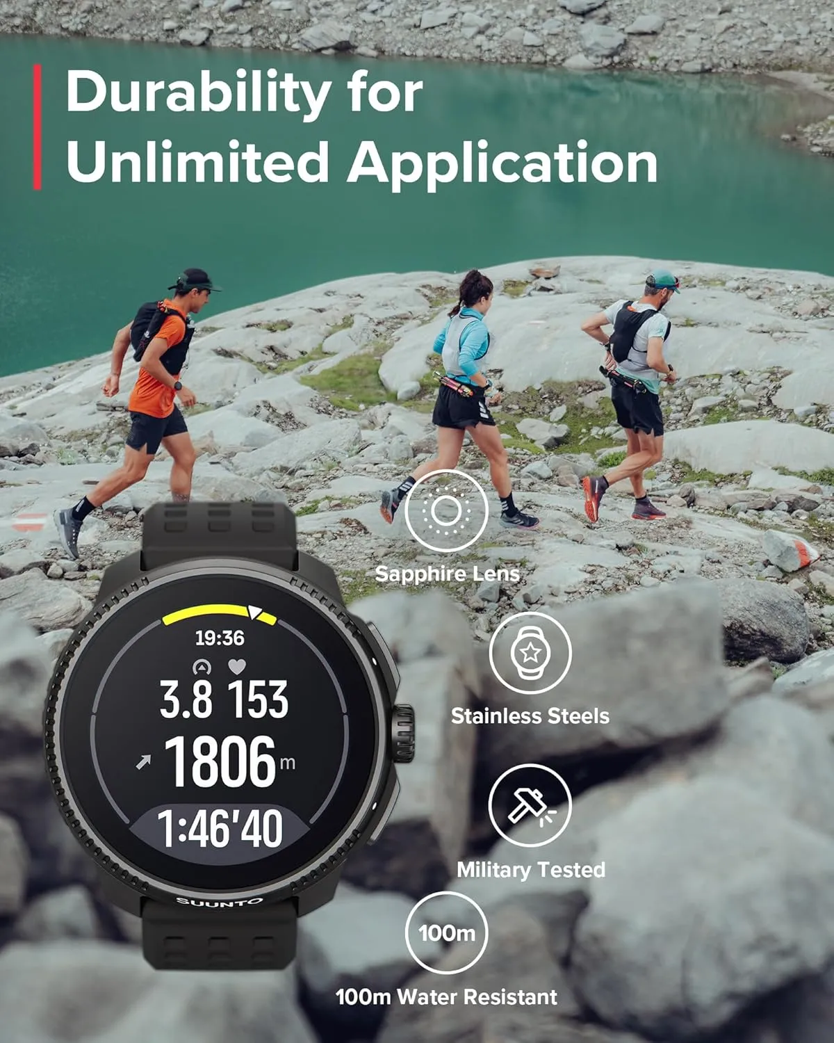 SUUNTO Race GPS Sports Watch, 1.43" AMOLED Touchscreen w/ Crown Button, 26 Days Battery Life, Training & Sleep Health Tracking, Dual-GNSS, 16GB Global Offline Maps, Lightweight for Running, Black