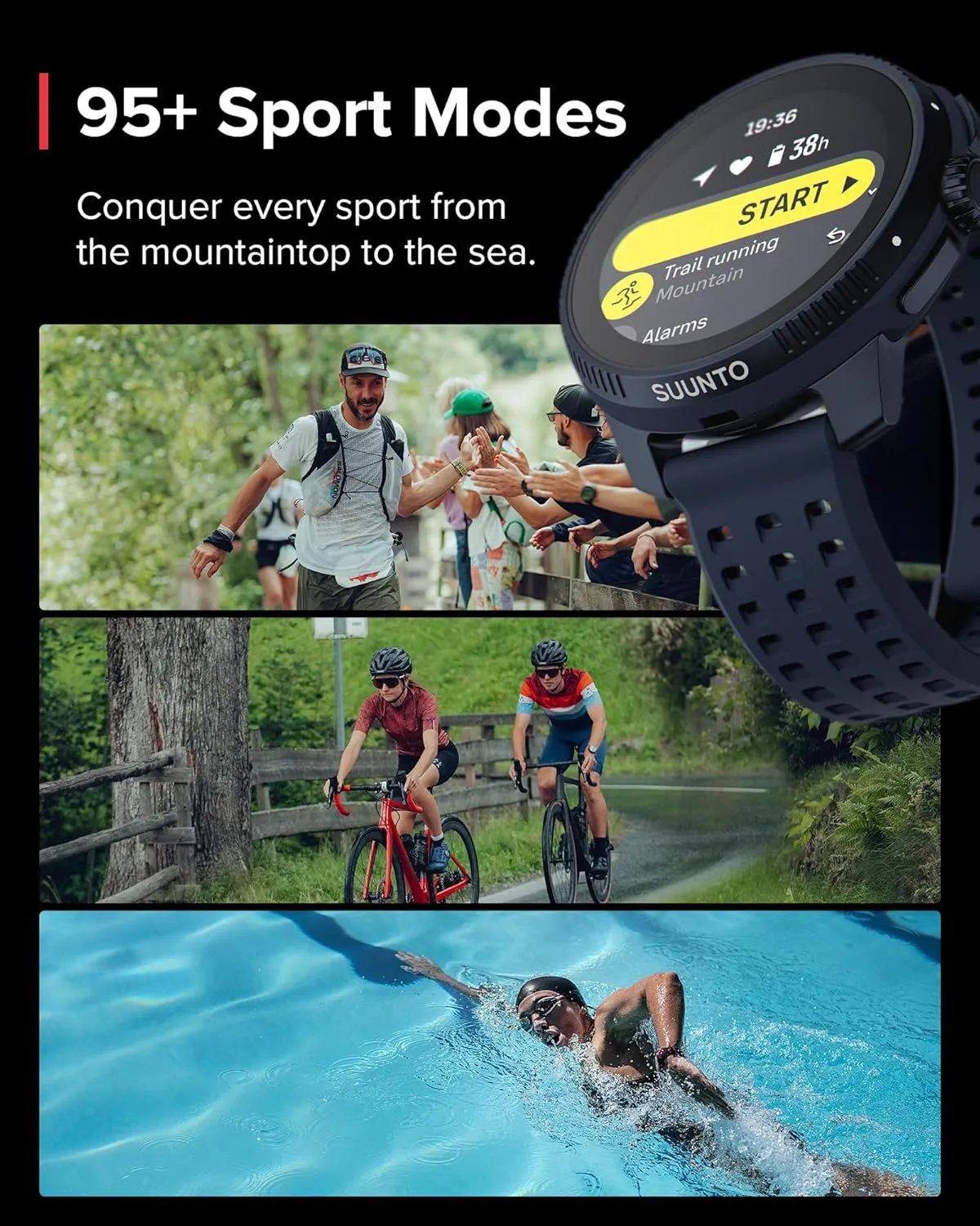 SUUNTO Race GPS Sports Watch, 1.43" AMOLED Touchscreen w/ Crown Button, 26 Days Battery Life, Training & Sleep Health Tracking, Dual-GNSS, 16GB Global Offline Maps, Lightweight for Running, Midnight
