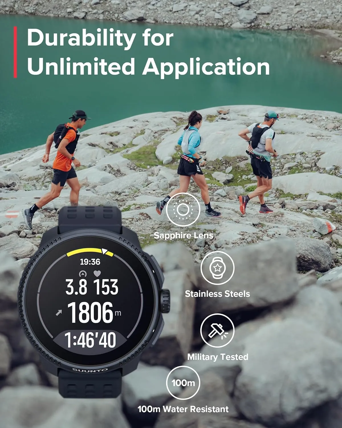 SUUNTO Race GPS Sports Watch, 1.43" AMOLED Touchscreen w/ Crown Button, 26 Days Battery Life, Training & Sleep Health Tracking, Dual-GNSS, 16GB Global Offline Maps, Lightweight for Running, Midnight
