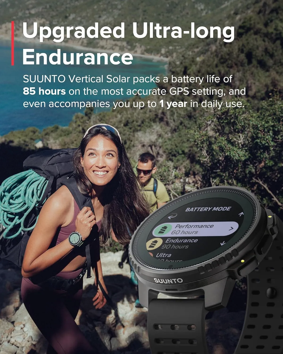 SUUNTO Vertical Solar GPS Adventure Watch, Premium Multisport Watch w/1.4 inch Touchscreen, Free Global Offline Maps, 60-Day Battery Life, Training Records, Heart Rate & Sleep Tracking, Steel Black