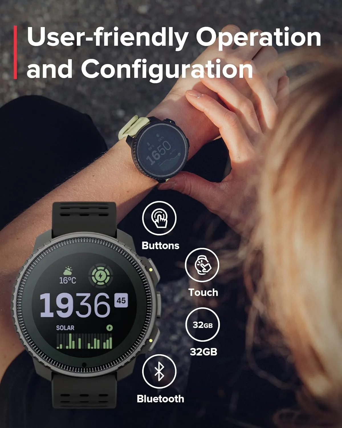 SUUNTO Vertical Solar GPS Adventure Watch, Premium Multisport Watch w/1.4 inch Touchscreen, Free Global Offline Maps, 60-Day Battery Life, Training Records, Heart Rate & Sleep Tracking, Steel Black