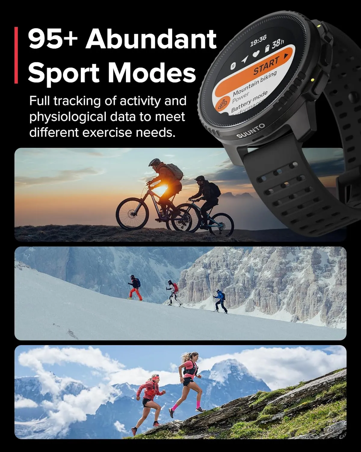SUUNTO Vertical Solar GPS Adventure Watch, Premium Multisport Watch w/1.4 inch Touchscreen, Free Global Offline Maps, 60-Day Battery Life, Training Records, Heart Rate & Sleep Tracking, Steel Black