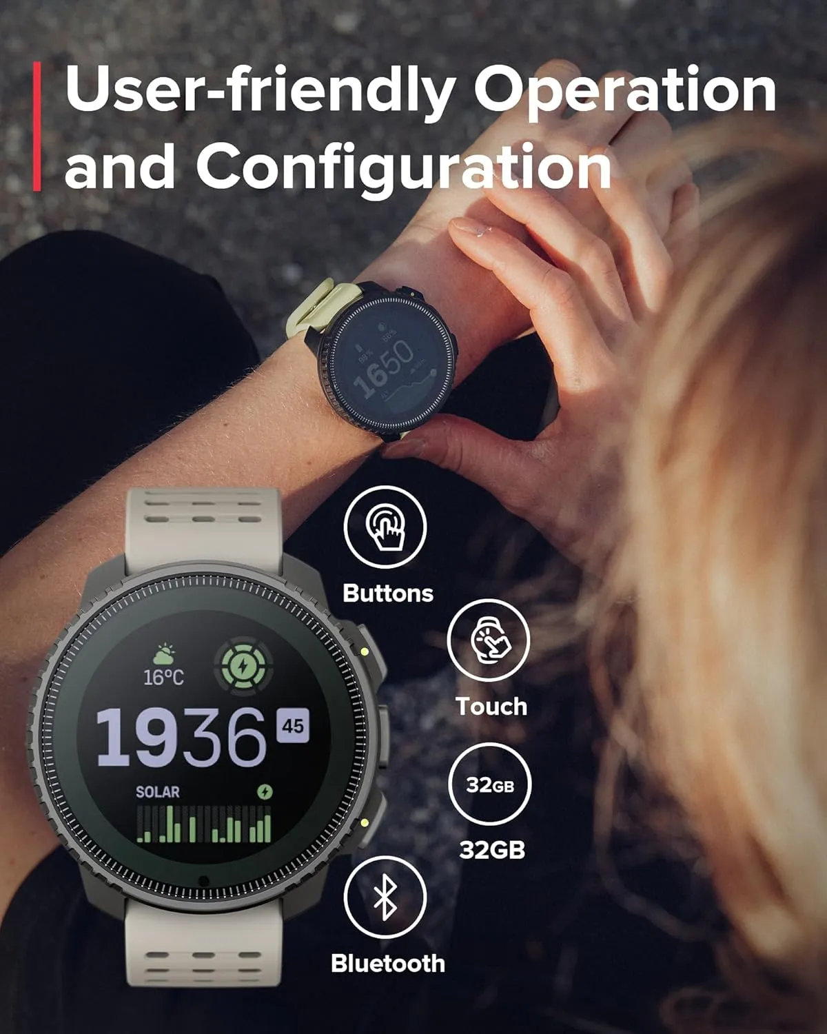 SUUNTO Vertical Solar GPS Adventure Watch, Premium Multisport Watch w/1.4 inch Touchscreen, Free Global Offline Maps, 60-Day Battery Life, Training Records, Heart Rate & Sleep Tracking, Steel Sand