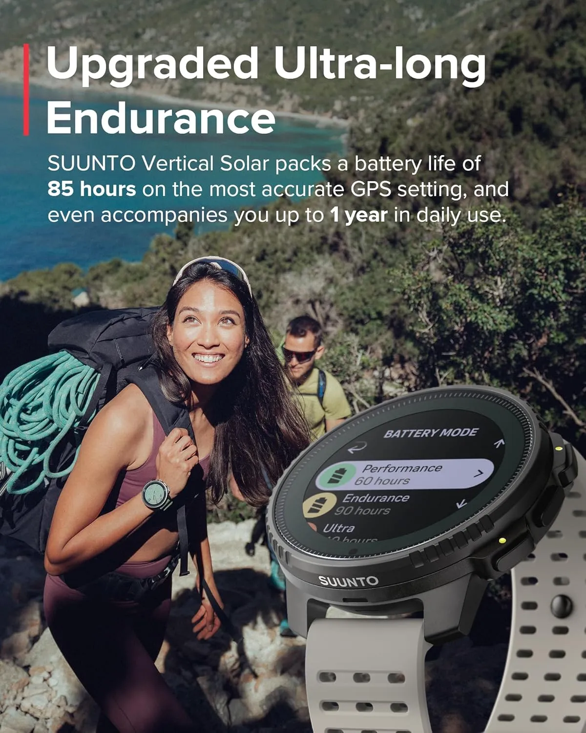 SUUNTO Vertical Solar GPS Adventure Watch, Premium Multisport Watch w/1.4 inch Touchscreen, Free Global Offline Maps, 60-Day Battery Life, Training Records, Heart Rate & Sleep Tracking, Steel Sand