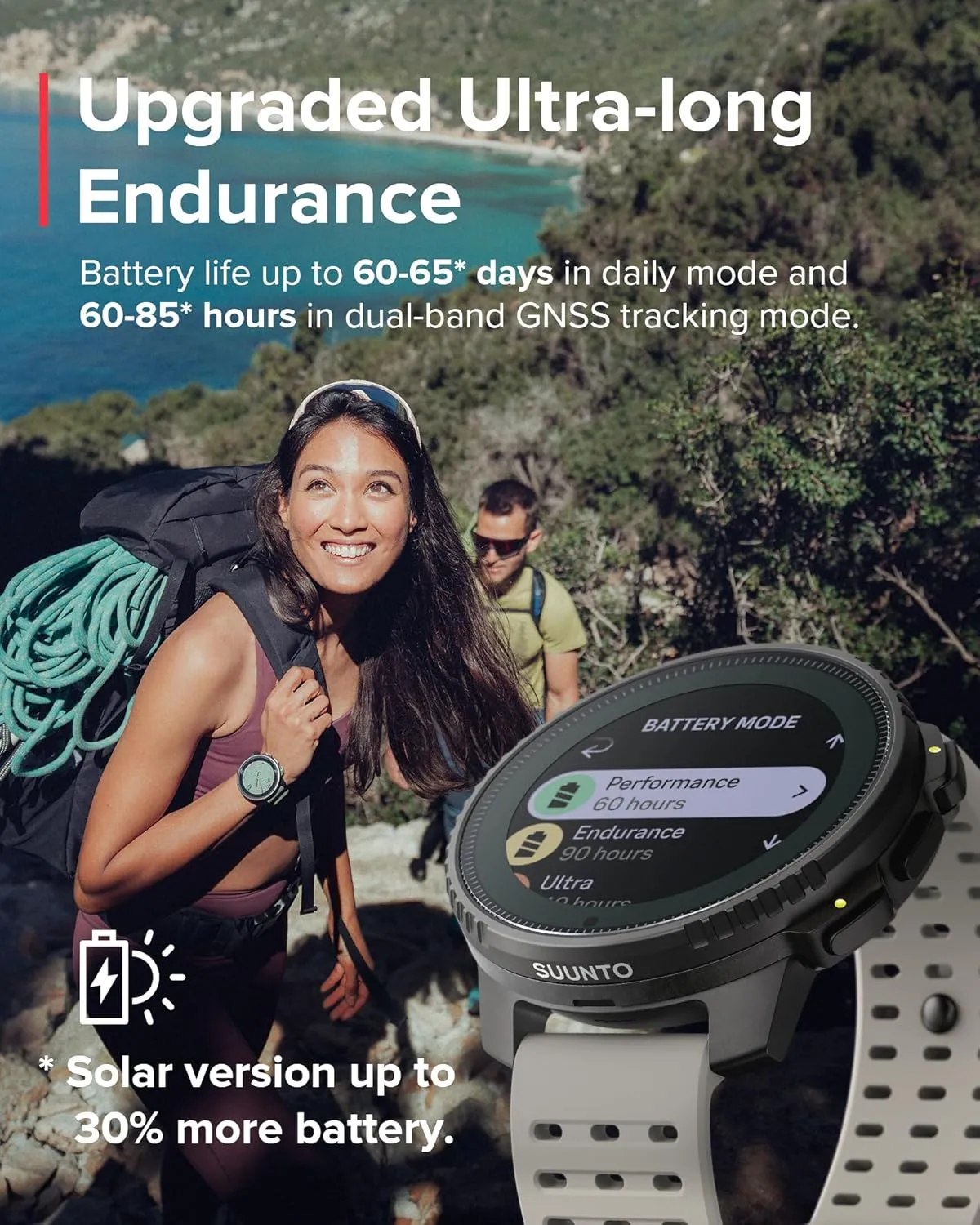 SUUNTO Vertical Solar GPS Adventure Watch, Premium Multisport Watch w/1.4 inch Touchscreen, Free Global Offline Maps, 60-Day Battery Life, Training Records, Heart Rate & Sleep Tracking, Steel Sand