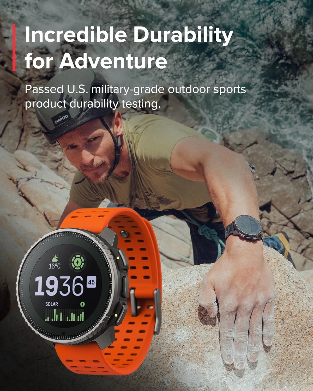 SUUNTO Vertical Solar GPS Watch, Premium Multisport Watch w/60-Day Battery Life, 1.4 inch Large Touchscreen, Heart Rate & Sleep Tracking, Dual-GNSS Navigation, Free Global Offline Map, Ti Canyon