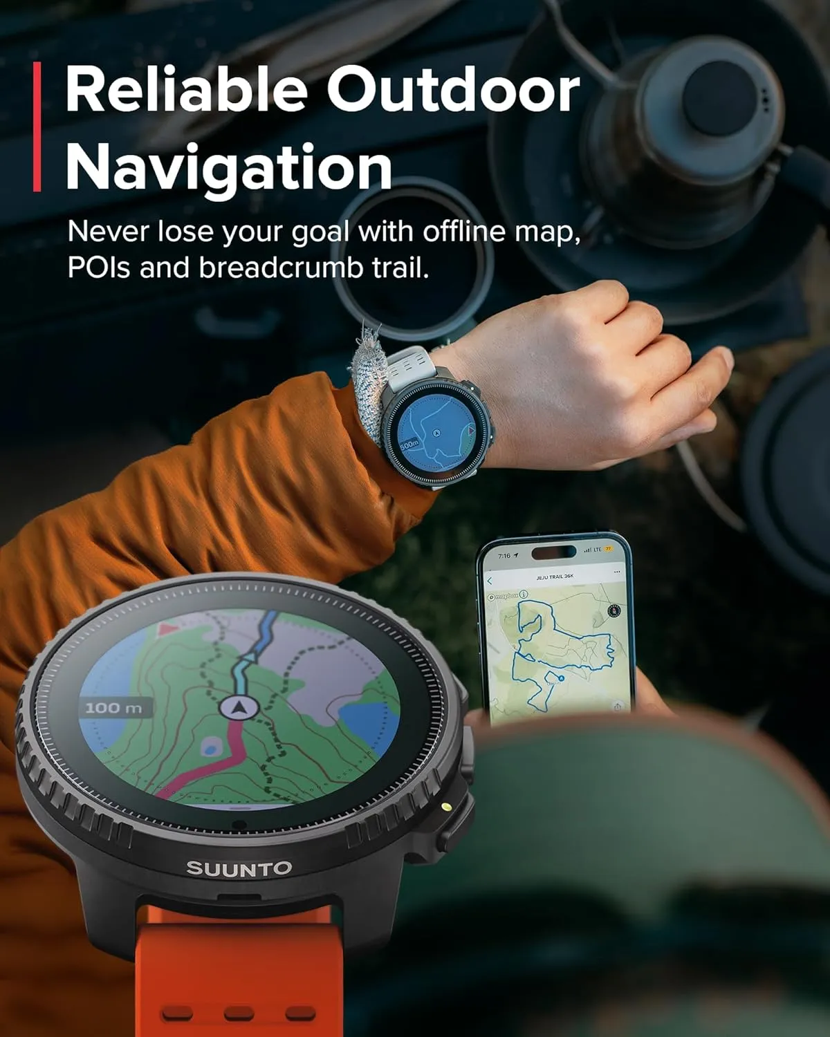 SUUNTO Vertical Solar GPS Watch, Premium Multisport Watch w/60-Day Battery Life, 1.4 inch Large Touchscreen, Heart Rate & Sleep Tracking, Dual-GNSS Navigation, Free Global Offline Map, Ti Canyon