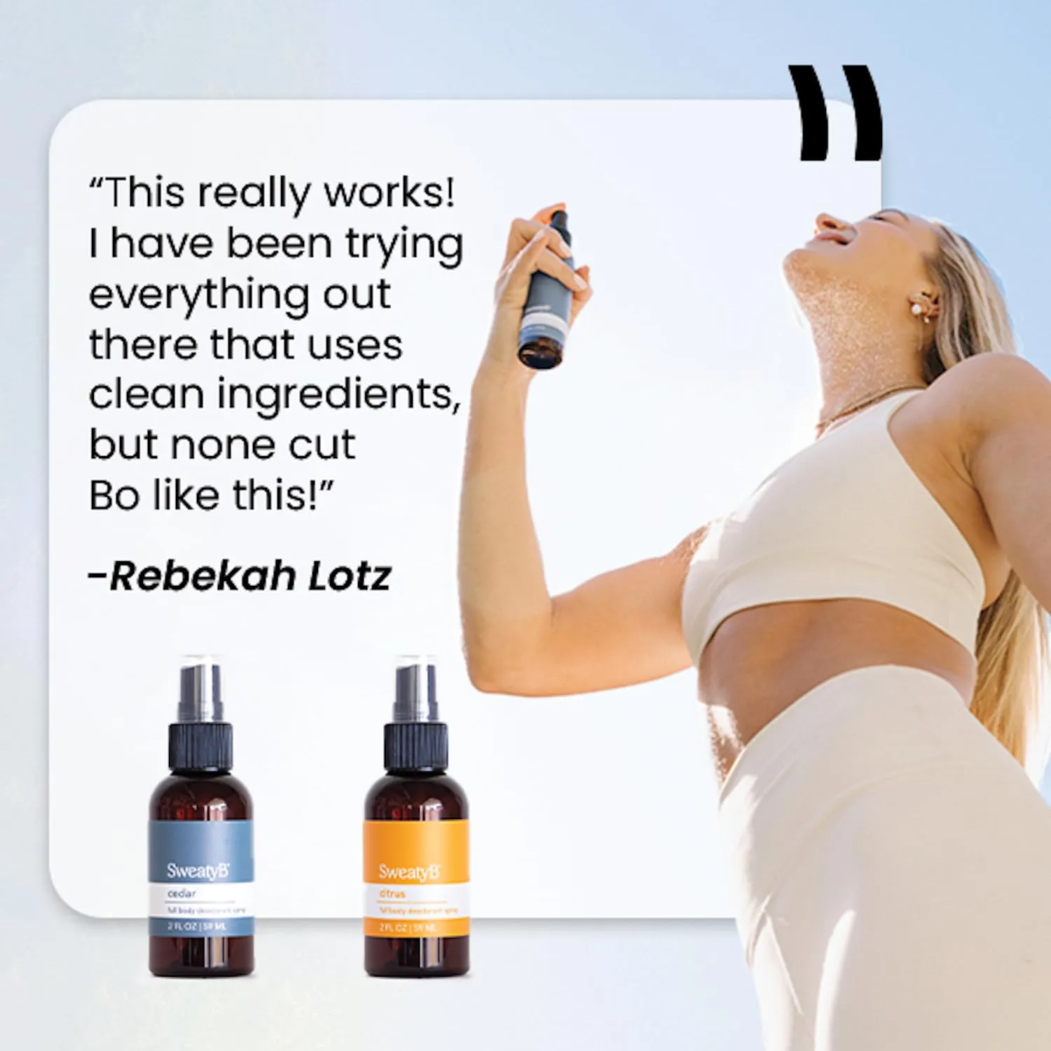 SweatyB® Spray On Deodorant – Full Body Odor Protection for Men & Women – Aluminum-Free, Travel Size Body Deodorant Spray – Skin-Safe, Vegan & Eco-Friendly – Citrus Scent 2oz
