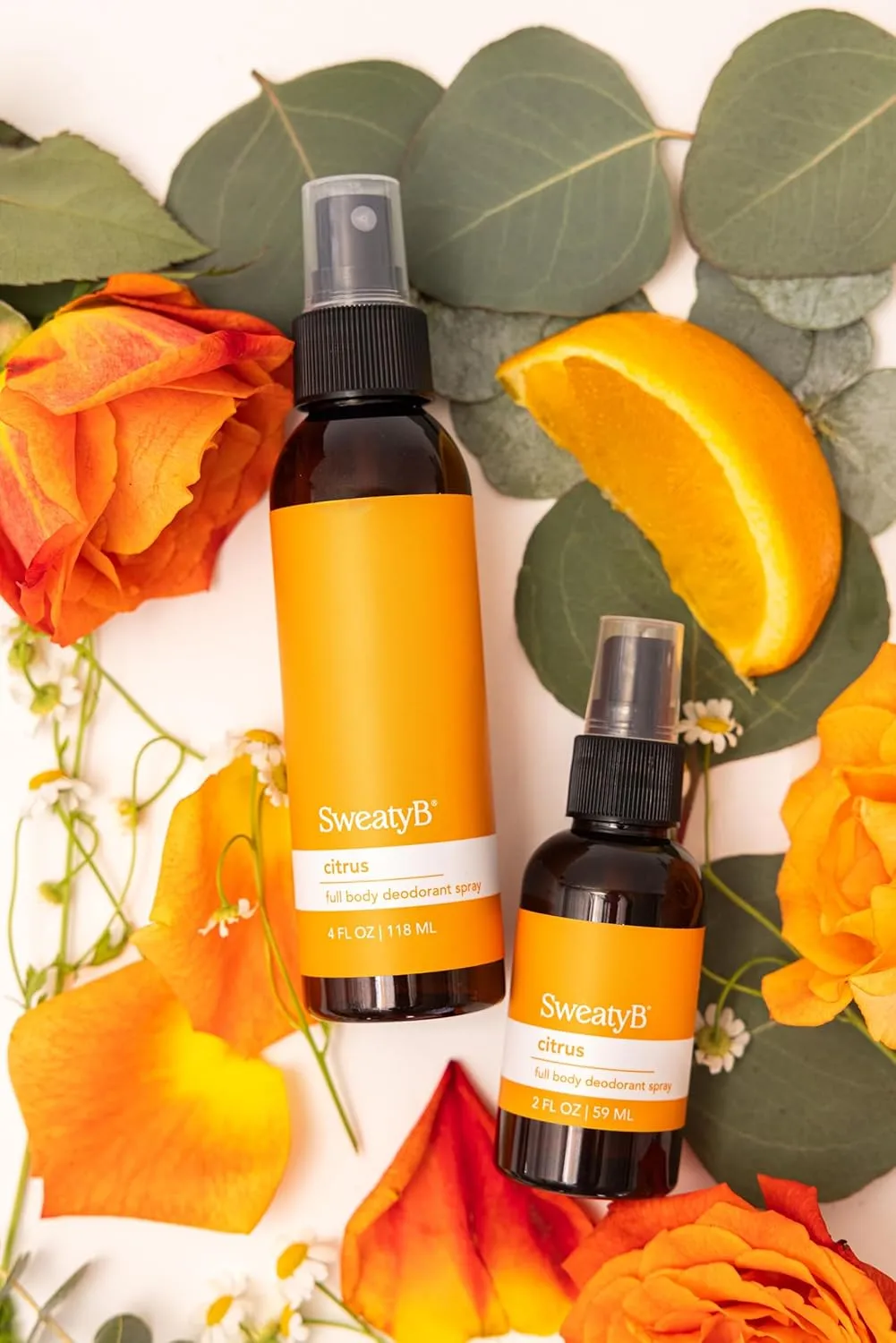 SweatyB® Spray On Deodorant – Full Body Odor Protection for Men & Women – Aluminum-Free, Travel Size Body Deodorant Spray – Skin-Safe, Vegan & Eco-Friendly – Citrus Scent 2oz