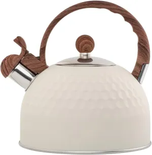 Tea Kettle Stovetop, Stainless Steel Whistling Kettles Teapot with Anti-hot Handle, Hot Water Boiling Pots for Stove Top, 2.5 Liter, Beige Color