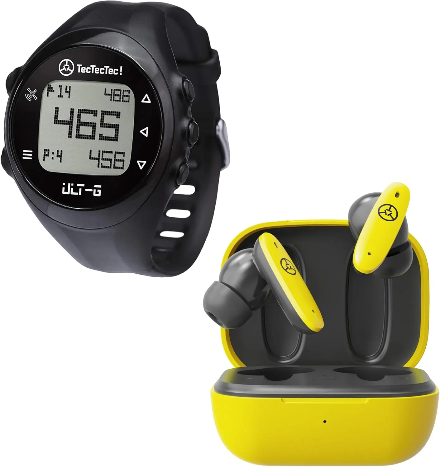 TecTecTec TEAM8 E Golf GPS Earbuds (Yellow)   ULTG Golf GPS Watch