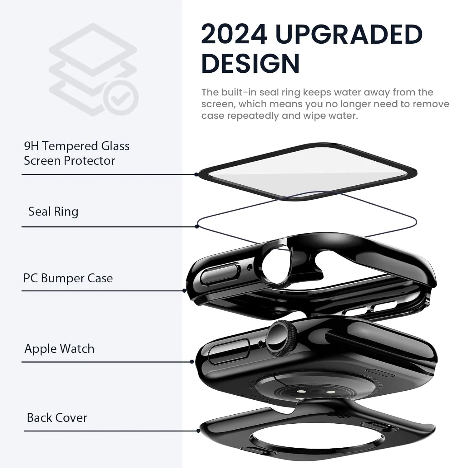 Tensea (2 in 1 for Waterproof Apple Watch Screen Protector Case Series 10 42mm Accessories, iWatch Protective PC Face Cover Built-in Tempered Glass Film, Front and Back Bumper for Women Men, 42 mm