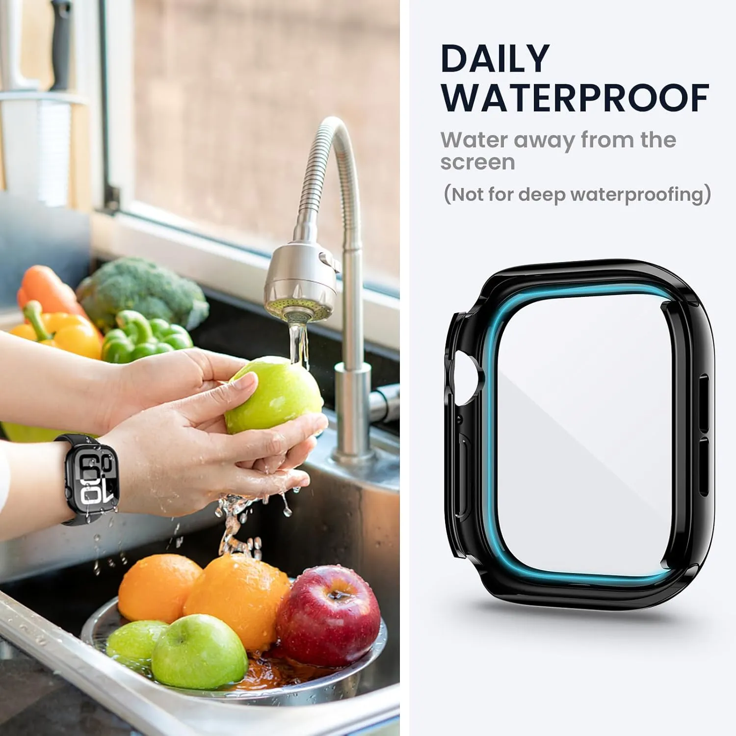 Tensea (2 in 1 for Waterproof Apple Watch Screen Protector Case Series 10 42mm Accessories, iWatch Protective PC Face Cover Built-in Tempered Glass Film, Front and Back Bumper for Women Men, 42 mm
