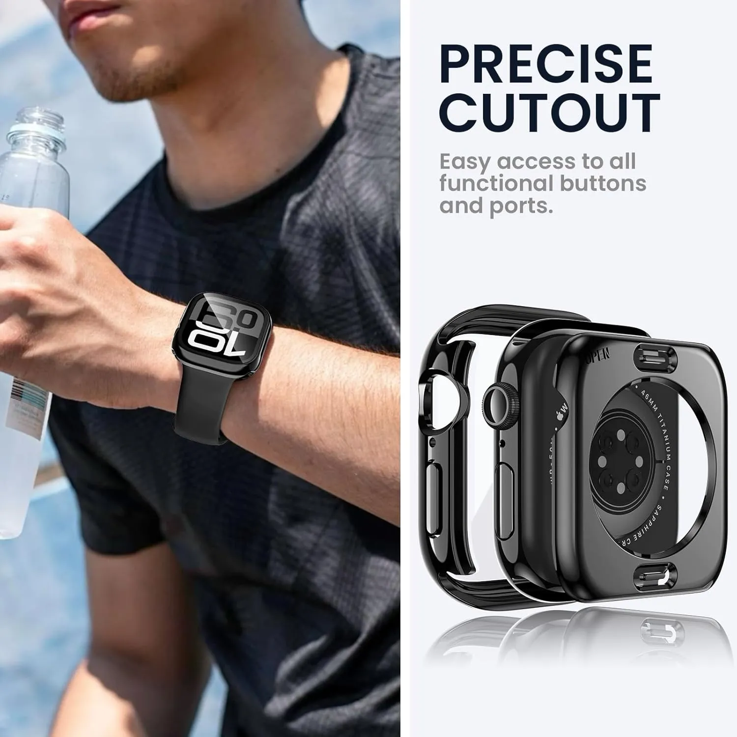 Tensea (2 in 1 for Waterproof Apple Watch Screen Protector Case Series 10 42mm Accessories, iWatch Protective PC Face Cover Built-in Tempered Glass Film, Front and Back Bumper for Women Men, 42 mm