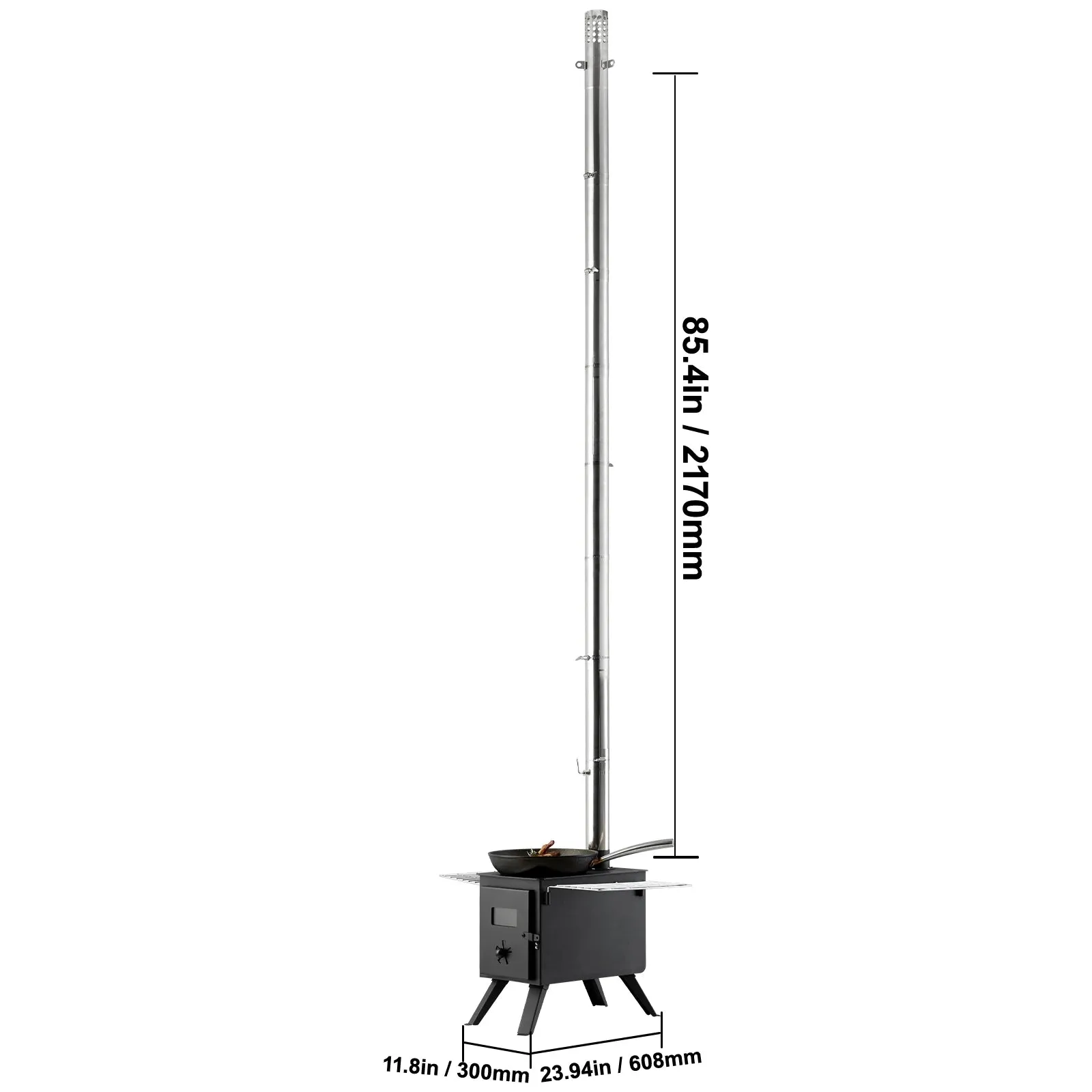 Tent Wood Stove Heater/Firebox – Alloy Steel, Includes Chimney Pipes & Gloves