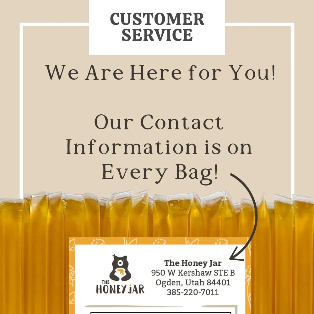 The Honey Jar Plain Honey Sticks - Pure Honey Straws For Tea, Coffee, or a Healthy Treat - One Teaspoon of Flavored Honey Per Stick - Made In The USA with Real Honey - (100 Count)