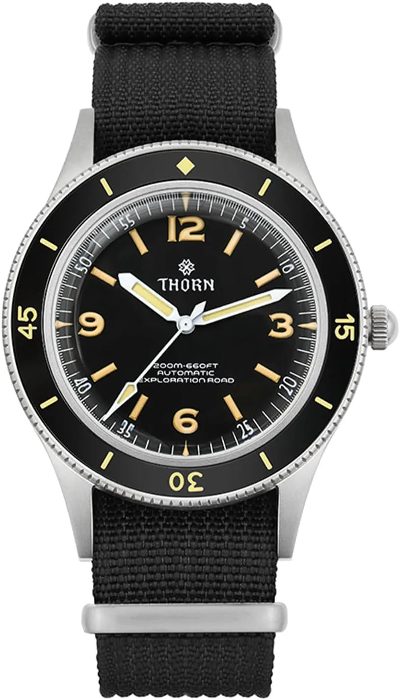 Thorn 50-Fathoms Automatic Dive Watch for Men, NH35 Movement C3 Luminous Military Wristwatch 200M Waterproof, 40MM