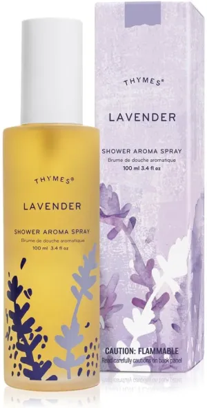 Thymes Daily Shower Spray for a Spa Like Experience - Home Essentials - Mist Scented with Lavender Oil, Rosewood, Clary Sage & Violet (Lavender Shower Spray, 3.4 fl oz)