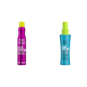 TIGI Bed Head Queen For A Day Thickening Spray for Fine Hair 10.5 oz & Bed Head Salty Not Sorry texturizing Salt Spray for Natural Undone Hairstyles 3.38 fl oz