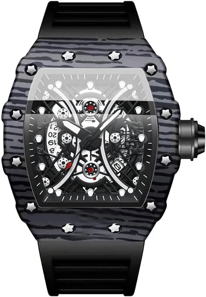 Tiong IrregularSilicone Barrel Shaped Business Men's Watch，Luminous Waterproof Men's Watch