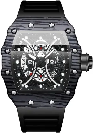 Tiong IrregularSilicone Barrel Shaped Business Men's Watch，Luminous Waterproof Men's Watch