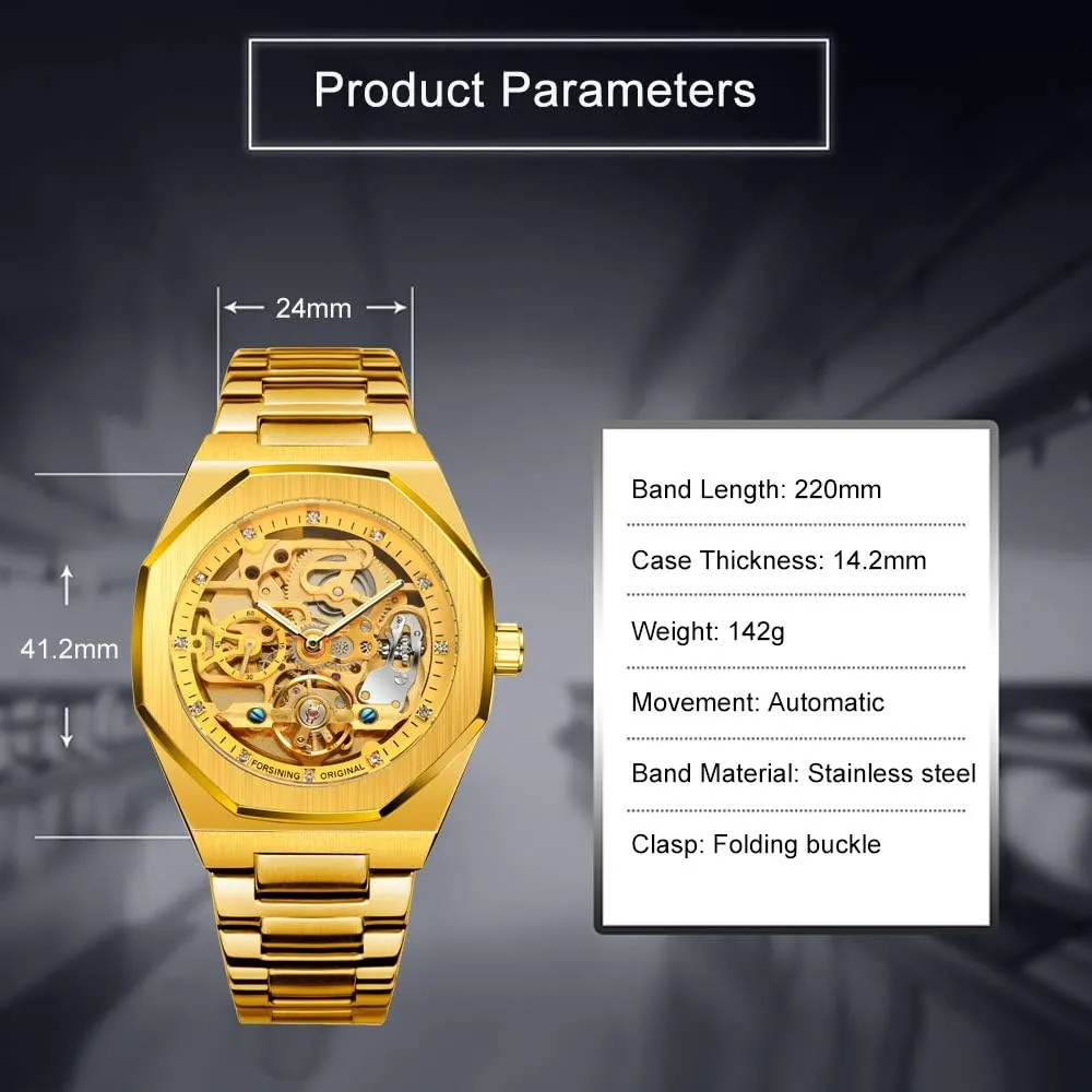 Tiong Mechanical Mens Watches Fashion Automatic Male Clock Blue Stainless Steel Waterproof Business Skeleton Watch…