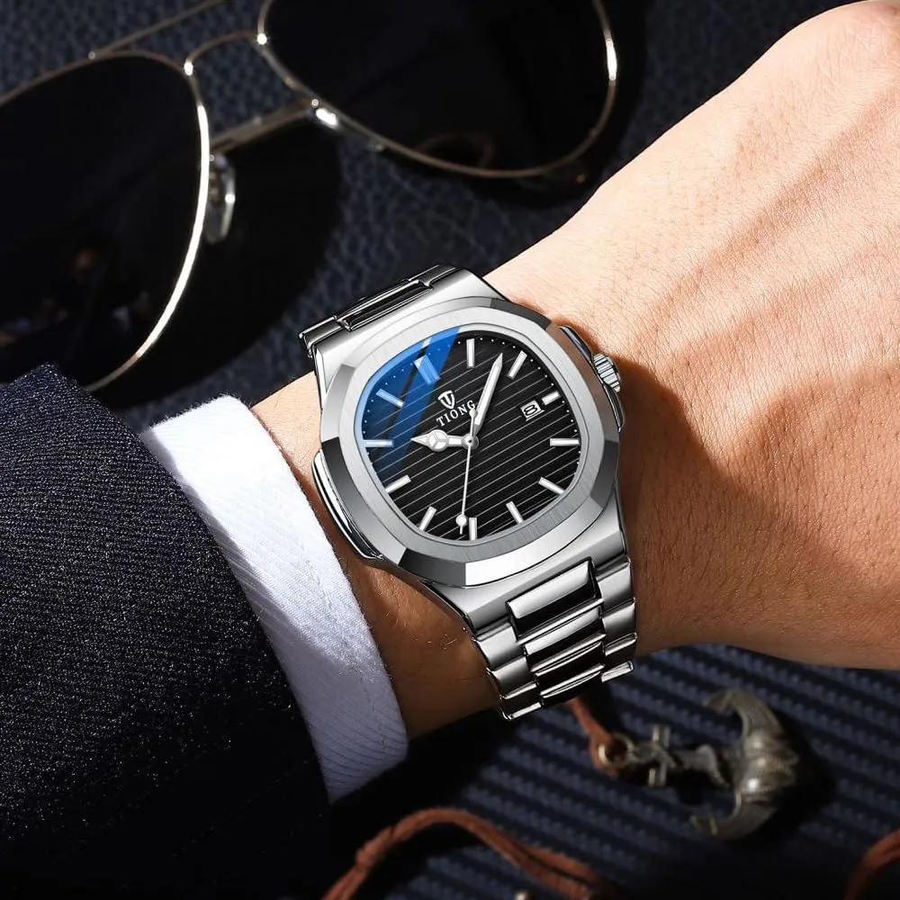 Tiong Men's Watch Business Clock Men's Watch Stainless Steel Waterproof Luminous Watch