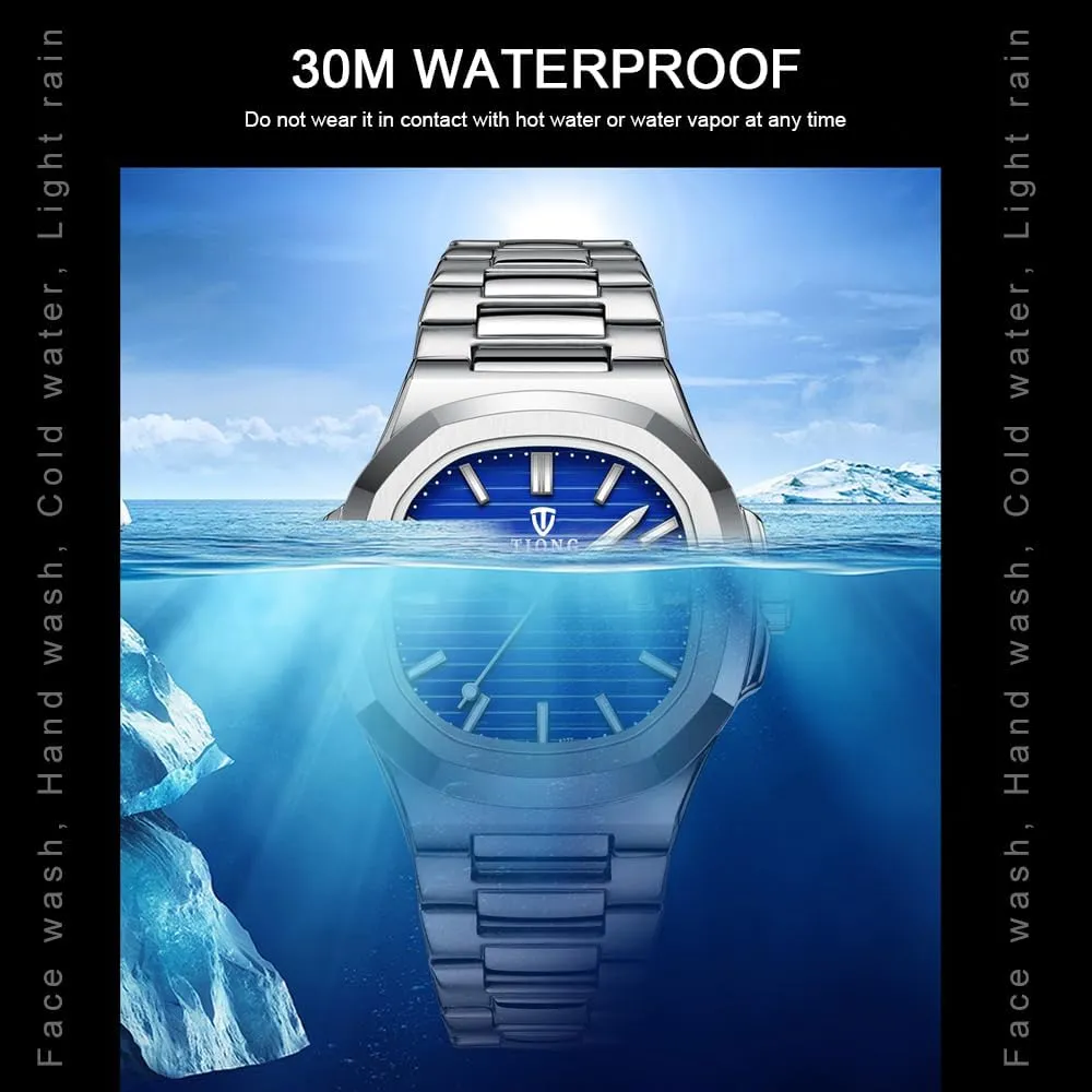 Tiong Men's Watch Business Clock Men's Watch Stainless Steel Waterproof Luminous Watch