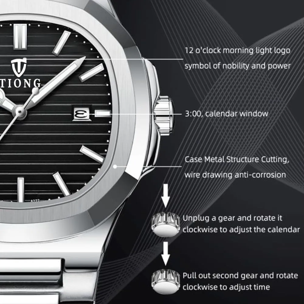 Tiong Men's Watch Business Clock Men's Watch Stainless Steel Waterproof Luminous Watch