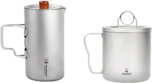 Titanium Coffee French Press Cup Camping Mug Travel Coffee Maker for Backpacking Hiking  300ml Camping Mug Titanium Double Wall Coffee Tea Cup