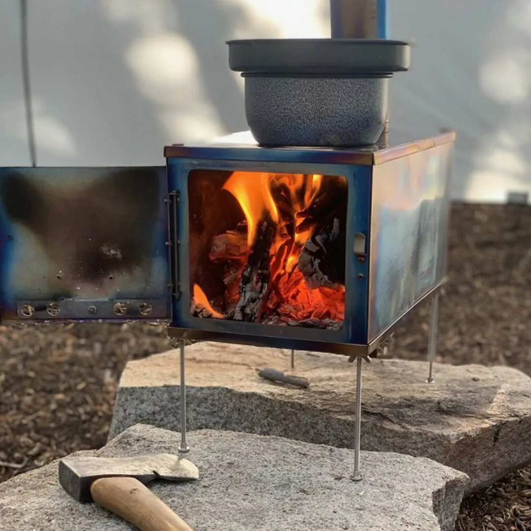 Titanium Wood Burning Tent Stove With 10' Chimney