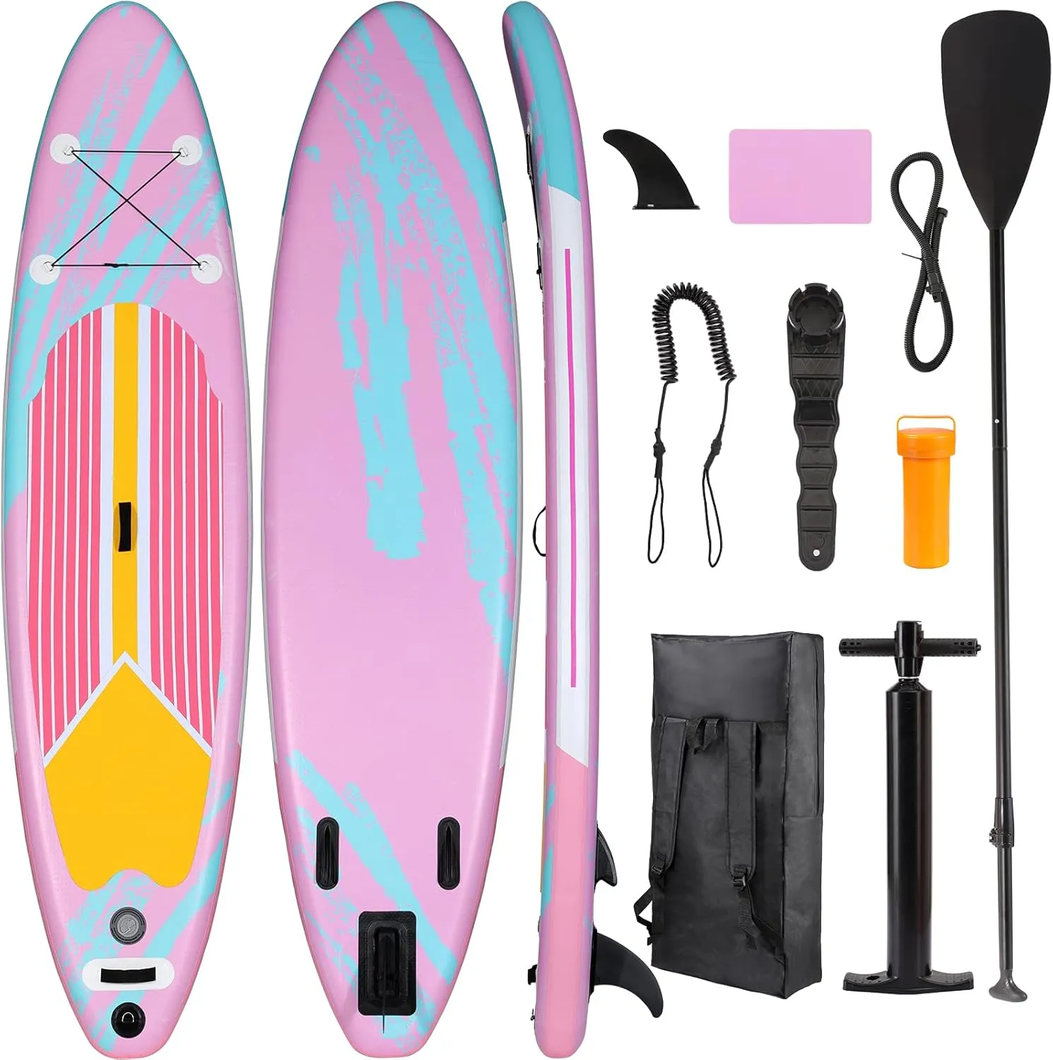 TLSUNNY 10/11/12FT Inflatable Stand Up Paddle Board W/SUP Accessories, Surf Board W/ 3 Fins Paddleboard, 12-15 PSI Hand Pump, Repair Kit, Straps, Carrying Bag for Youth & Adults All Skills