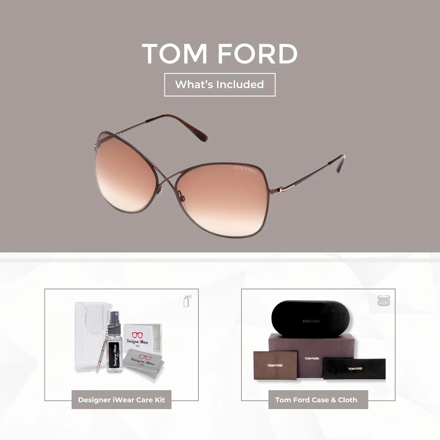Tom Ford FT0250 Colette Cateye Sunglasses for Women   BUNDLE with Designer iWear Eyewear Care Kit