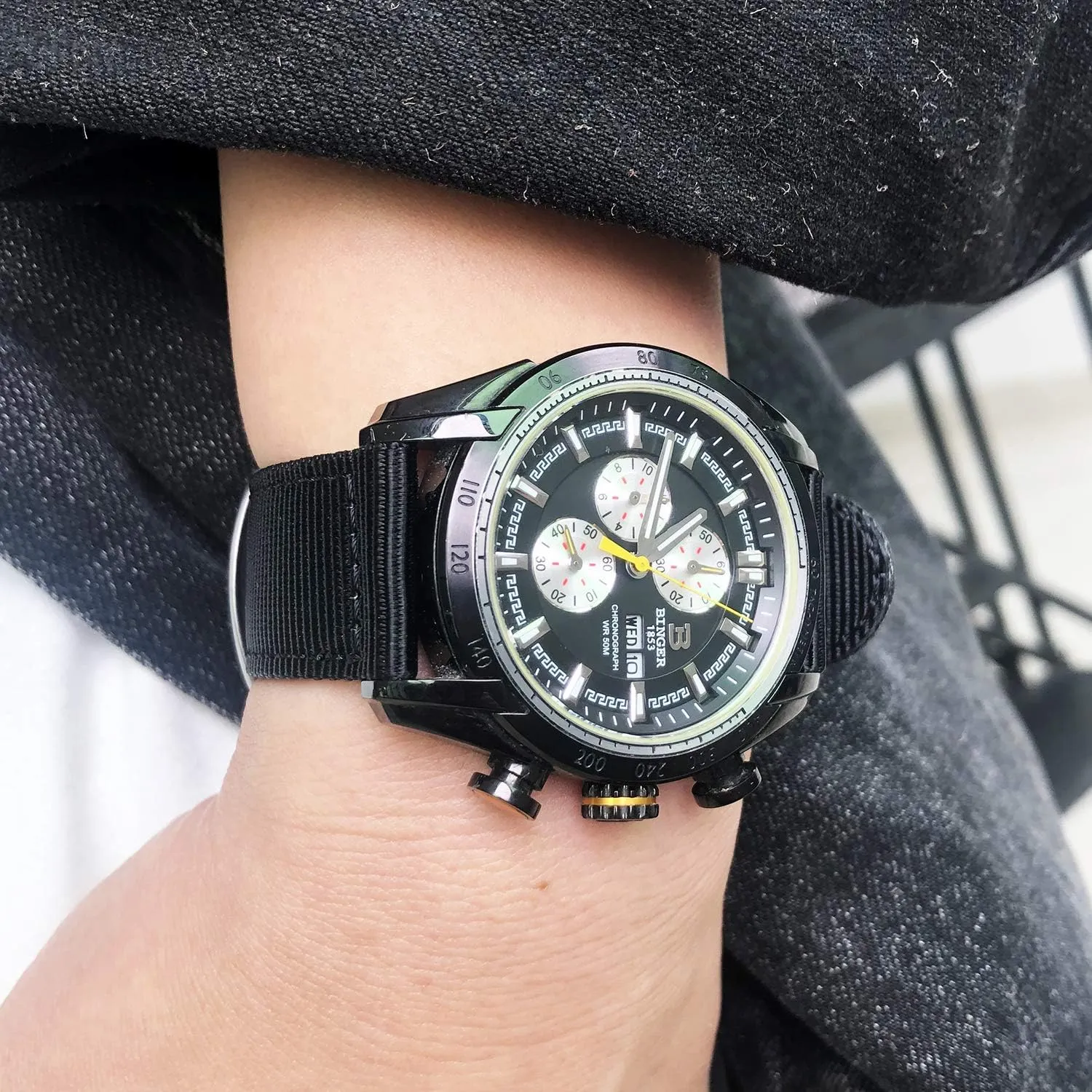 torbollo Quick Release Watch Khaki Bands, Hard 18mm Watch Band for Big Wrist, Quality Nylon Strap and Heavy Duty Brushed Buckle